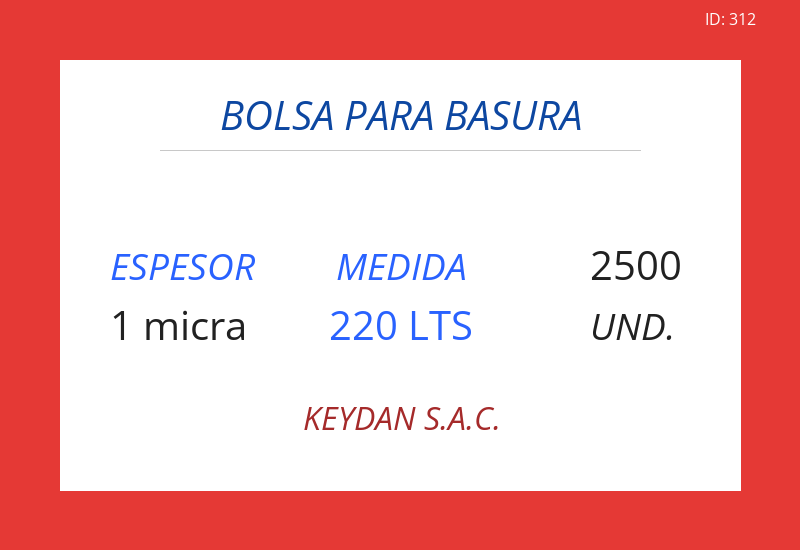 Bolsa ROJO 35.00x52.00