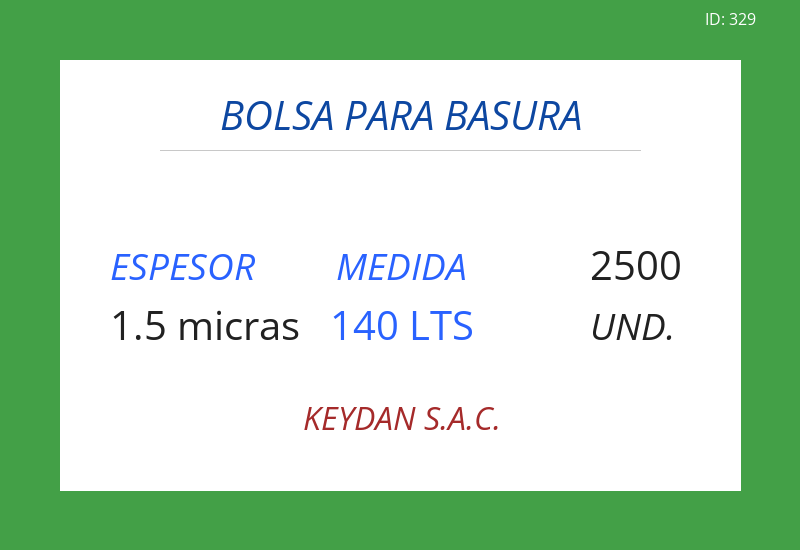 Bolsa VERDE 34.00x39.00